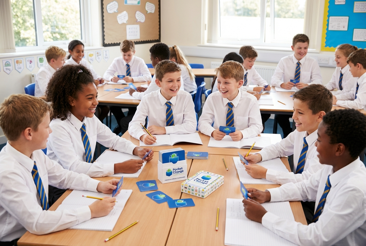 Pocket Change flashcards used by students in class